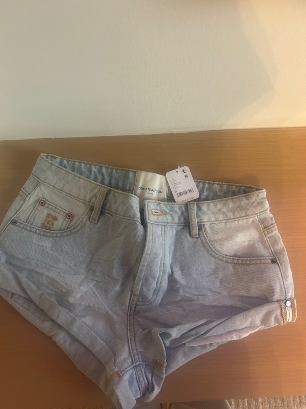 One Teaspoon Light Blue Denim Cutoff Shorts